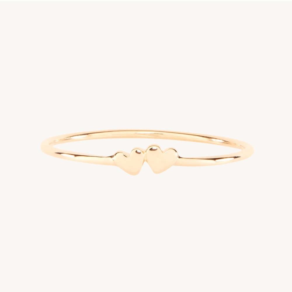 Catbird Twin Hearts Gold Stacking Ring 14k